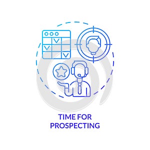 Time for prospecting blue gradient concept icon photo