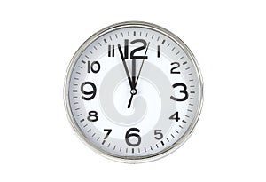 Time punctual second minute hour. Large clock on white The concept of time.