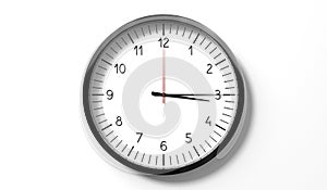 Time at quarter past 3 o clock - classic analog clock on white background