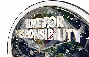 Time For Responsibility Clock Environment Activism 3d Illustration