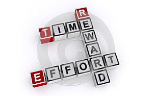 time reward effort word block on white