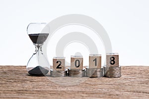 Time running year 2018 financial or investment concept with hour