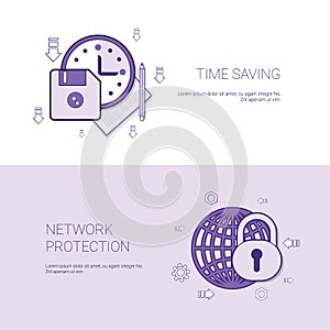 Time Saving And Network Protection Template Web Banner With Copy Space
