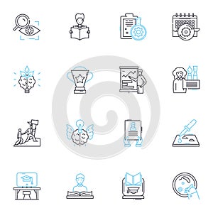 Time schedule linear icons set. Schedule, Timeframe, Rhythm, Routine, Agenda, Timetable, Deadline line vector and