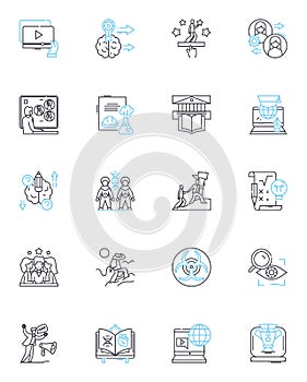Time schedule linear icons set. Schedule, Timeframe, Rhythm, Routine, Agenda, Timetable, Deadline line vector and