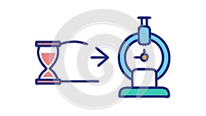 Time for Scientific Discovery Icon. Research Evolution, vector design Generative AI