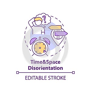 Time and space disorientation concept icon photo