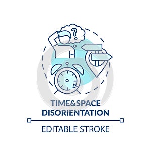 Time and space disorientation turquoise concept icon photo