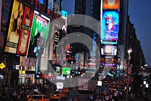 A famous Times Square in the New York City by night