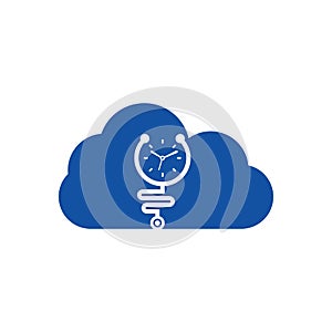Time stethoscope cloud shape concept vector logo design template.