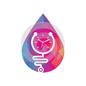 Time stethoscope drop shape concept vector logo design template.