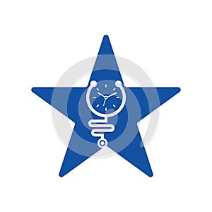 Time stethoscope star shape concept vector logo design template.