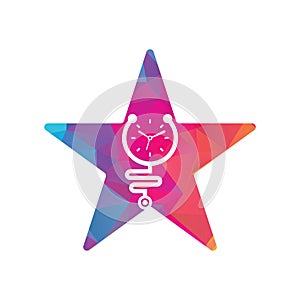 Time stethoscope star shape concept vector logo design template.