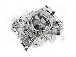 Time stops smashed wrist watch photo