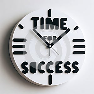 Time for Success White Clock Symbolizing Professional Accomplishment