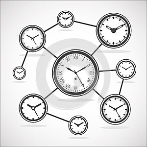 Time synchronization diagram - Vector Illustration