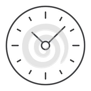 Time thin line icon, clock and minute, hour sign
