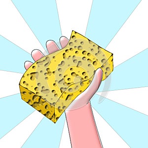 Time to clean - Hand holding sponge