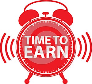 Time to earn alarm clock icon, vector