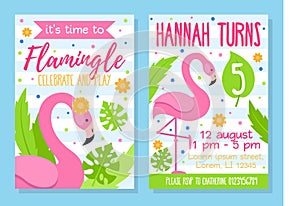 Time to flamingle celebrate and play invitation template photo