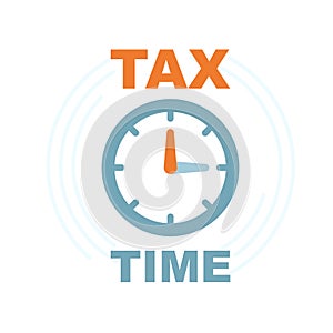 Time to pay tax - icon of accounting reminder with clock, taxes payment