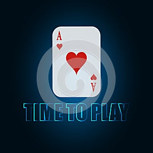 Time to play casino card sce vectro illustration blue design