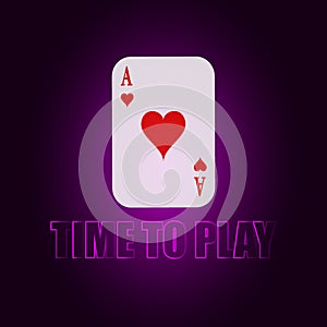 Time to play casino card sce vectro illustration purple design