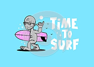TIME TO SURF COOL ALIEN SHAKA COLOR