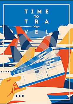 Time to Travel and Airport vacation poster.
