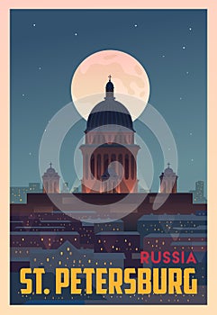 Time to travel. Around the world. Quality vector poster. St. Petersburg.