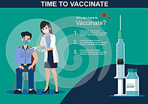 Time to Vaccinate. Corona Virus, Covid-19 vaccination awareness concept family concept.