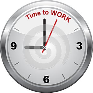 Time to work, wall clock sign.