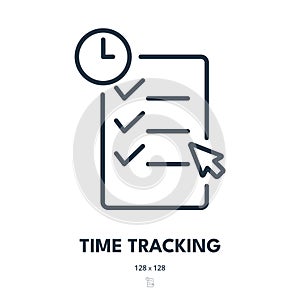 Time Tracking Icon. Schedule, Timesheet, Deadline. Editable Stroke. Vector Icon