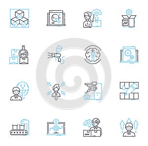Time tracking linear icons set. Efficiency, Productivity, Clocking, Management, Timesheets, Attendance, Clock-in line photo
