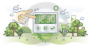 Time tracking software for effective work management outline hands concept photo