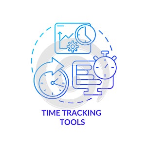 Time tracking tools blue gradient concept icon