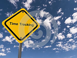 time tracking traffic sign on blue sky