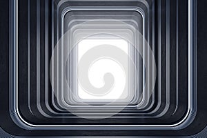 Time tunnel concept with futuristic style teleport and bright white light in the end.
