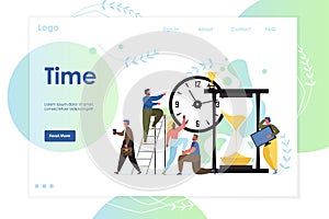 Time vector website landing page design template