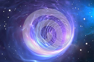 Time warp, traveling through space and time. Multidimensional universe, wormhole concept