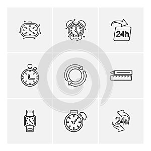 time , watch , clock , alarm , times , timer , eps icons set vector