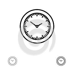 Time, Watch, Minutes, Timer Bold and thin black line icon set