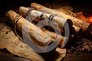 Time worn and aged, the scrolls whisper tales of historys mysteries