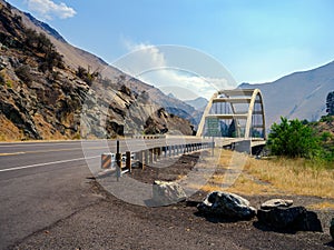 The Time Zone bridge across the Salmon River near Riggins, Idaho, USA