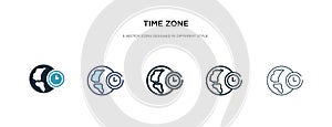 Time zone icon in different style vector illustration. two colored and black time zone vector icons designed in filled, outline,