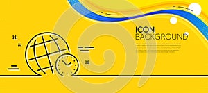Time zone line icon. World clock sign. Watch. Minimal line yellow banner. Vector