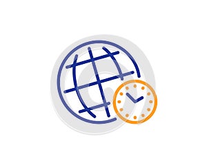 Time zone line icon. World clock sign. Watch. Vector