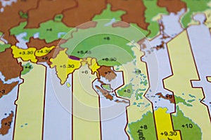 Time Zone map of Southeast Asia or world map