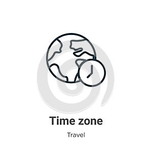Time zone outline vector icon. Thin line black time zone icon, flat vector simple element illustration from editable travel