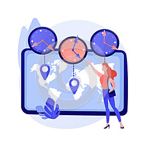 Time zones abstract concept vector illustration.